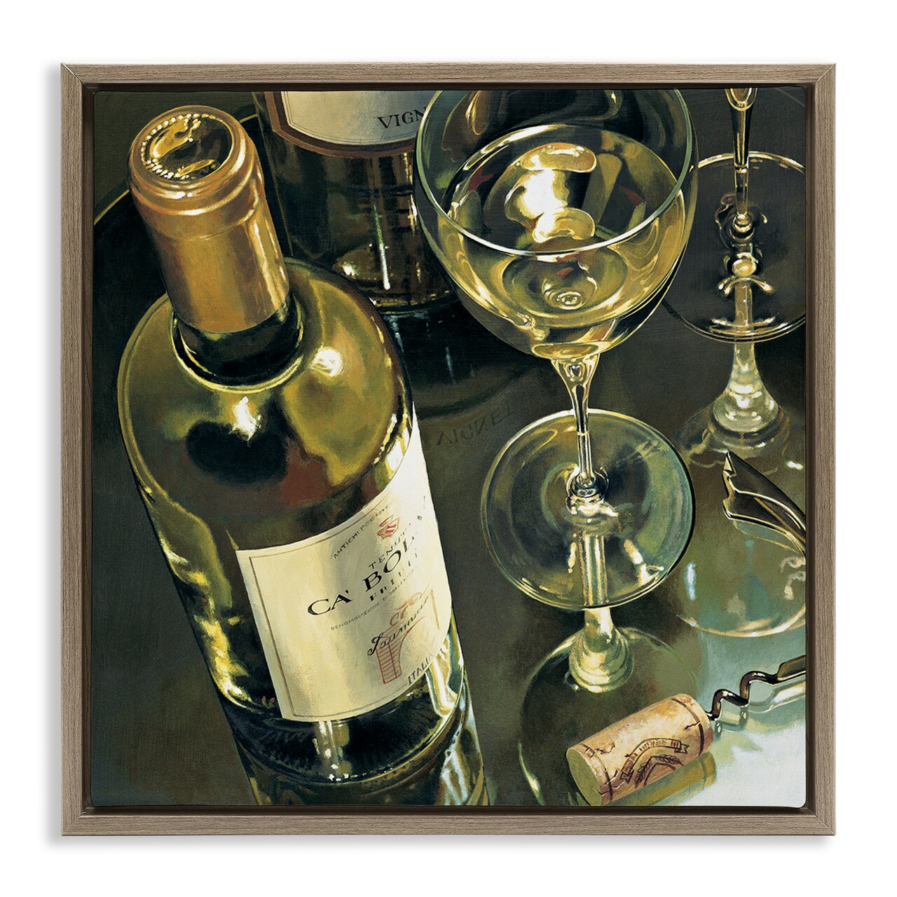 Stupell Industries Elegant White Wine Still Life Floating Frame By Stefano Ferreri